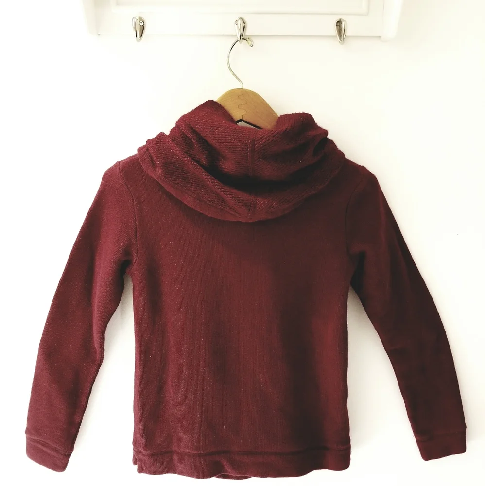 J.Crew Burgundy Kangaroo Pocket Cowlneck Pullover Top XXS-S